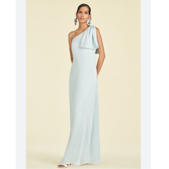 Sachin & Babi Chelsea Gown Blue Ice Shoulder Bow - Picture 1 of 8